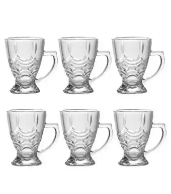 Freitas Varejo Jogo de canecas em vidro cristal 6 peças útil bazar 85ml rf1304 oferta