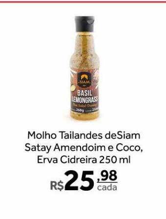 Verdemar Supermercado Molho tailandes de siam satay amendoim e coco erva cidreira oferta