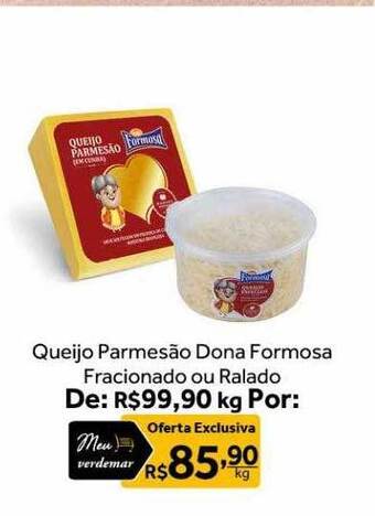 Verdemar Supermercado Queijo parmesão dona formosa fracionado ou ralado oferta