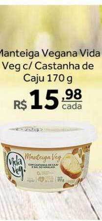Manteiga vegana vida veg c castanha de caju