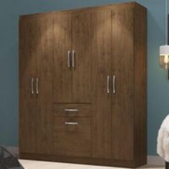 Guarda roupa marbella casal 6 portas 2 gavetas marrom escuro