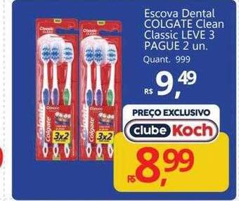 Supermercados Koch Escova dental colgate clean classic leve 3 pague 2 un. oferta