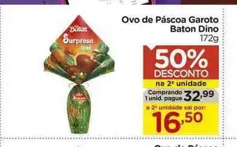 Ovo De Páscoa Garoto Baton Dino 50% Desconto 172g