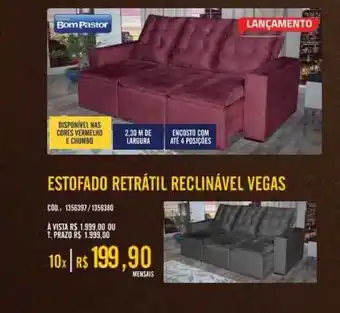 Estofado Retrátil Reclinável Vegas