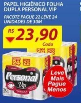 Assaí Atacadista Papel Higiénico folha Dupla Personal Vip oferta