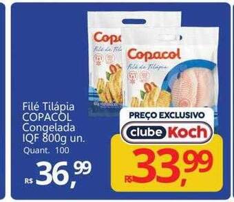 Supermercados Koch Filé tilápia copacol congelada iqf oferta