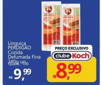 Supermercados Koch Linguiça perdigão cozida defumada fina oferta
