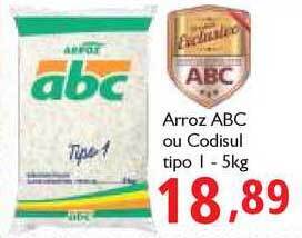 Supermercados ABC Arroz Abc Ou Codisul Tipo 1 - 5kg oferta