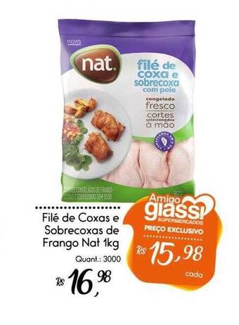 Giassi Supermercados Filé de coxas e sobrecoxas de frango nat oferta