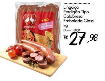Giassi Supermercados Linguiça perdigão tipo calabresa embalada giassi oferta
