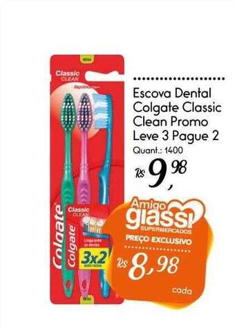 Giassi Supermercados Escova dental colgate classic clean promo leve 3 pague 2 oferta