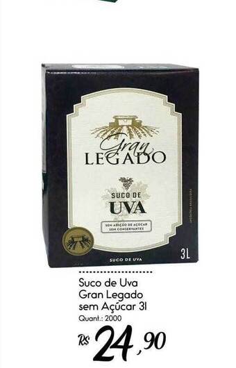 Giassi Supermercados Suco de uva gran legado sem açúcar oferta