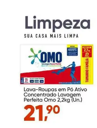 Lava Roupas Em Pó Ativo Concentrado Lavagem Perfeita Omo 2.2kg