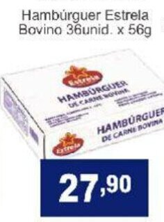 Hamburguer Estrela Bovino 36unid. x 56g