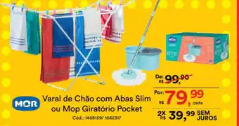 Casa e Vídeo Varal de Chao com Abas Slim ou Mop Giratorio Pocket oferta