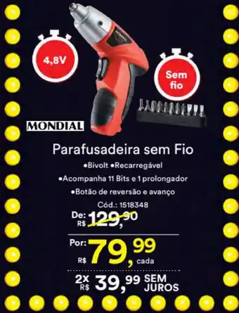 Casa e Vídeo Parafusadeira sem Fio oferta