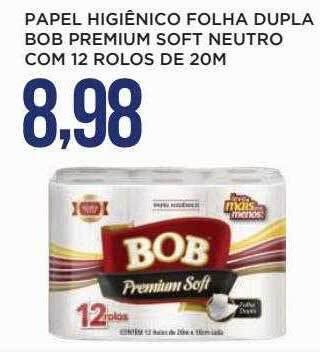 Apoio Mineiro Papel higiênico folha dupla bob premium soft neutro oferta