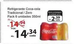 Super Luna Refrigerante Coca-cola Tradicional Zero Pack 6 Unidades 350ml oferta