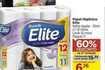 Carrefour Papel Higiênico Elite Folha Dupla Leve 12 Rolos Pague 11 60% Desconto Na 2a Unidade oferta