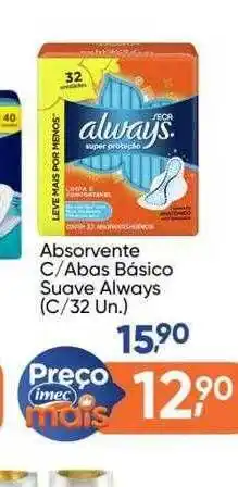 Imec Supermercados Absorvente c abas básico suave always oferta