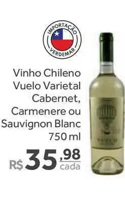 Vinho Chileno Vuelo Varietal Cabernet Carmanere Ou Sauvignon Blanc 750ml