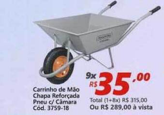 Lojas Becker Carrinho De Mão Chapa Reforçada Pneu C Câmara oferta