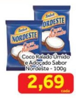 Shibata Supermercados Coco Ralado Umido e Adocado Sabor Nordeste 100g oferta
