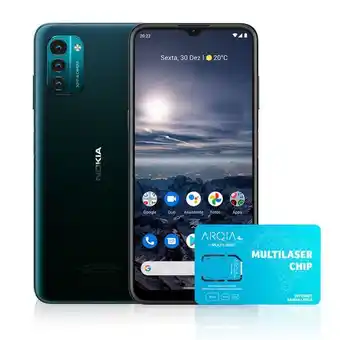 Carrefour Combo connect - smartphone nokia g21 azul 4g 128gb tela hd+ 6.5 pol. 90hz dual chip 4gb ram e kit arqia4u simcard - nk083k nk oferta