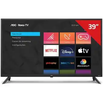Smart tv led aoc roku 39'' hd wifi usb