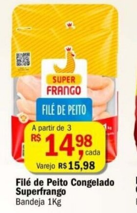 Ultrabox File de Peito Congelado Superfrango 1kg oferta