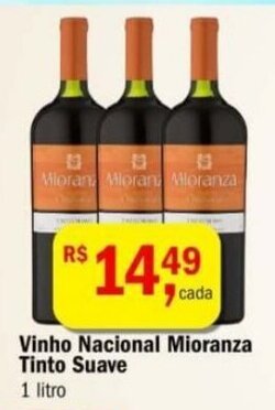 Ultrabox Vinho Nacional Mioranza Tinto Suave 1L oferta