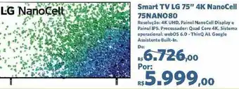 Sam's Club Smart tv lg 75" 4k nanocell oferta