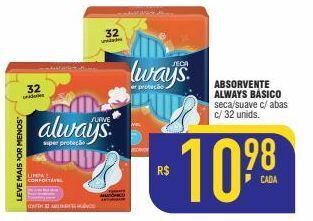 Mercantil Rodrigues Absorvente always básico seca/suave c/ abas c/ 32 unids oferta