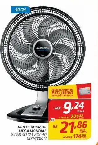 GBarbosa Ventilador de mesa mondial 8 pás 40 cm vtx-40 127 v/220 v oferta