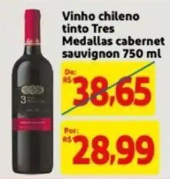 Extra Supermercado Vinho Chileno Tinto Tres Medallas Cabernet sauvignon 750ml oferta