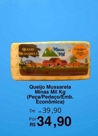 VN Autosserviço Queijo mussarela minas mil kg peça-pedaço-emb econômica oferta