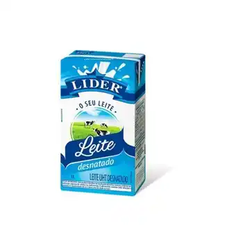 Supermercados São Vicente Leite longa vida desnatado líder 1l oferta