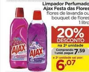 Carrefour Limpador perfumado ajax festa das flores 20% desconto na 2a unidade oferta