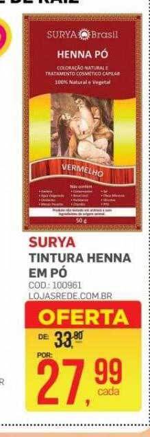Lojas Rede Surya tintura henna em pó oferta