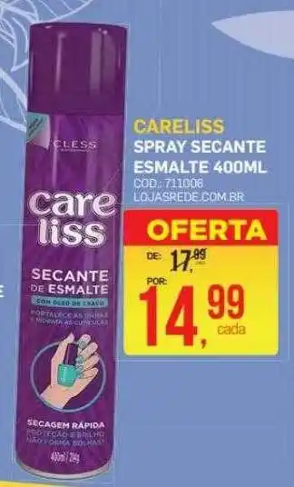 Lojas Rede Careliss spray secante esmalte oferta
