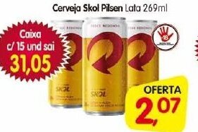 Cercadão Cerveja Skol Pilsen lata 269ml oferta