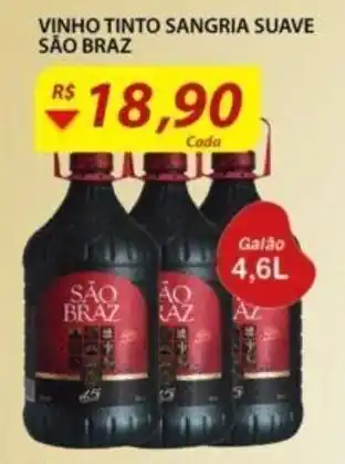 Assaí Atacadista Vinho Tinto Sangria Suave Sao Braz 4.6L oferta