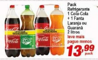 Ricoy Supermercados Pack refrigerante 1 Coca Cola + 1 Fanta Laranja ou Guarana 2L oferta