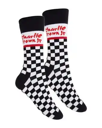Meia masculina cano médio malha quadriculada multicor charlie brow jr