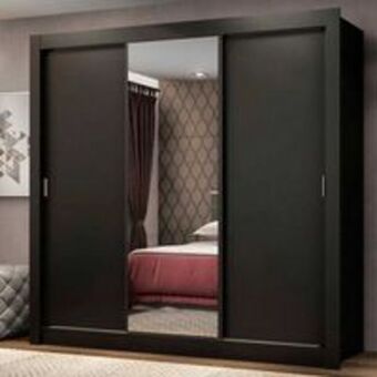 Novo Mundo Guarda-roupa casal madesa mônaco 3 portas de correr com espelho oferta