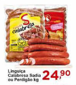 Rossi Supermercado Linguica Calabresa Sadia ou Perdigao 1kg oferta