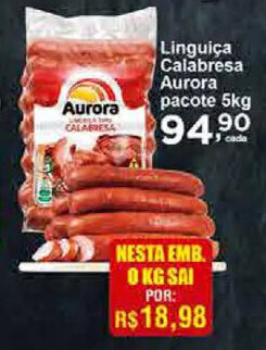 Rossi Supermercado Linguica Calabresa Aurora Pacote 1kg oferta