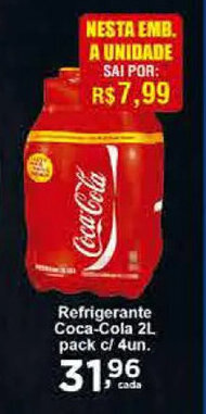 Rossi Supermercado Refrigerante Coca Cola 2L pack c/4un. oferta