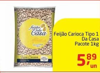 Feijão carioca tipo 1 da casa pacote 1kg