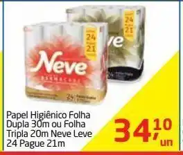 Tenda Atacado Papel higiênico folha dupla 30m ou folha tripla 20m neve leve 24 pague 21m oferta